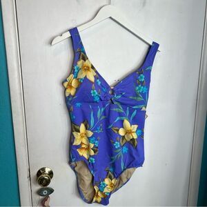 Caribbean Joe floral one piece bathing suit new white tags